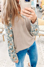 Floral Long Sleeve Round Neck Blouse