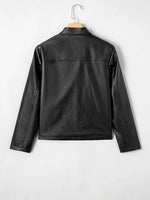 Faux Leather Buttoned Front Boxy Jacket