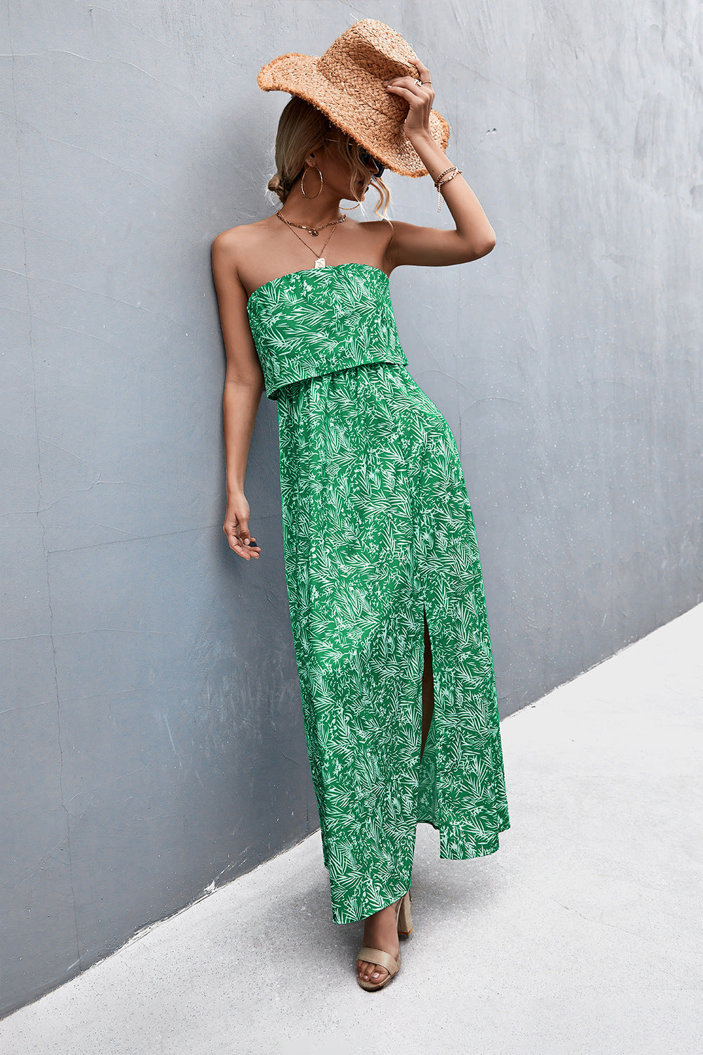 Strapless Split Maxi Dress - Ladyez