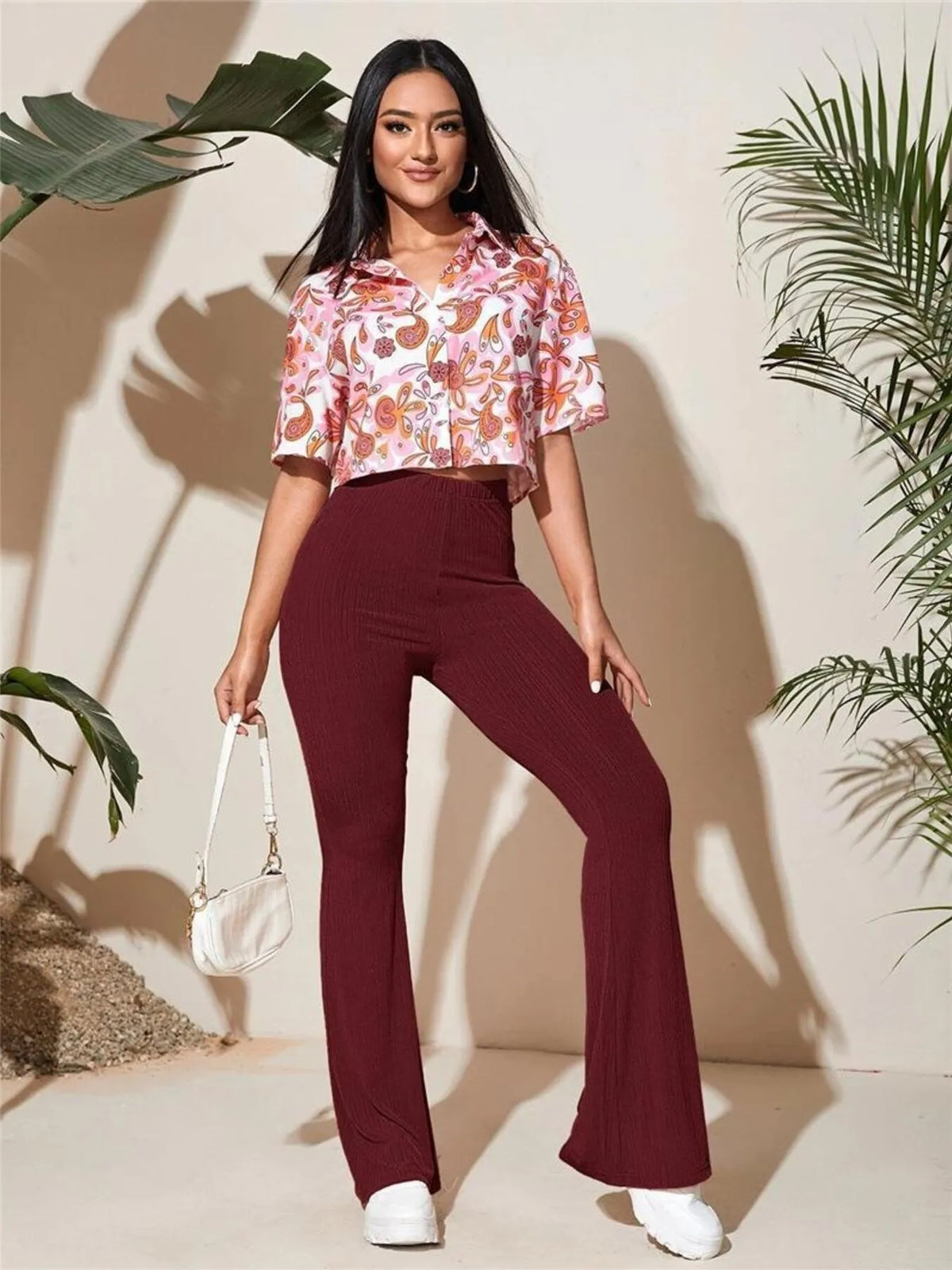 Full Size High-Waist Flare Active Pants Plus Size - Ladyez