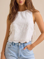 Eyelet Embroidered Scalloped Hem Tank Top - Ladyez