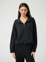 Millennia Zip Up Dropped Shouder Active Hooded - Ladyez