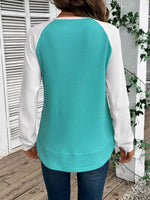 Waffle Knit Raglan Sleeve T-Shirt