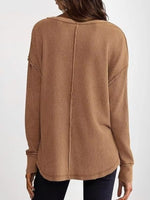 Slit Notched Long Sleeve T-Shirt