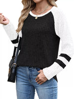 Ribbed Round Neck Raglan Sleeve Top