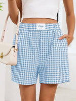 Gingham Elastic Waist Casual Shorts