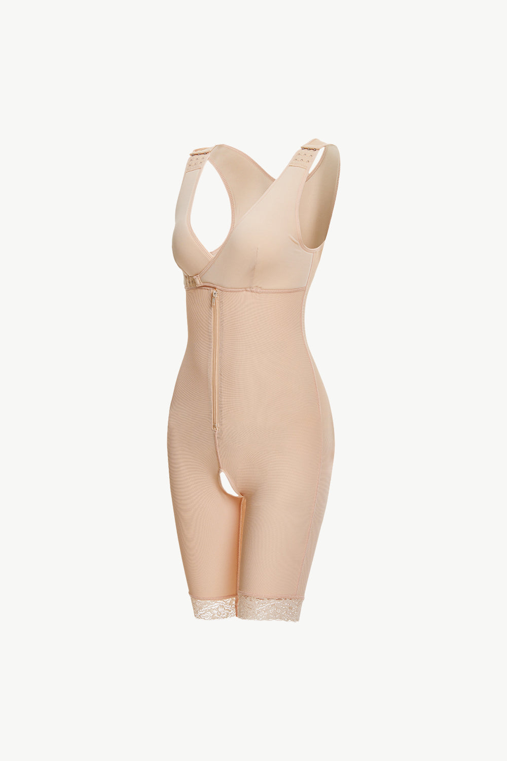 Full Size Lace Trim Shapewear with Zipper - Ladyez