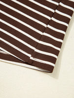 Stripe Cropped Crew Neck Long Sleeve T Shirt