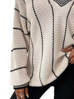 Full Size V-Neck Textured Knit Sweater Plus Size
