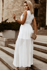 Slit Lace Detail V-Neck Dress - Ladyez