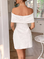 Bow Off-Shoulder Textured Mini Dress - Ladyez
