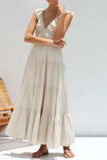 Ruffled V-Neck Tiered Dress