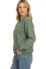 Fleece Acid Enzyme Washed Round Neck Sweatshirts