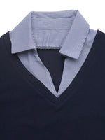 Contrast Collar Long Sleeve Top