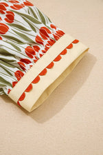 Tulip Floral Print Cotton Puff Short Sleeve Mini Dress