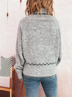 Ribbed Contrast Trim Long Sleeve Sweater