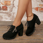 Lace-Up Block Heel Pumps