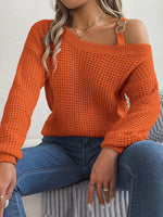 Asymmetrical Neck Long Sleeve Sweater