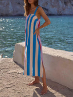 Striped Wide Strap Midi Dress