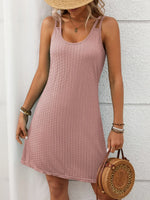 Texture Scoop Neck Double Spaghetti Strap Dress