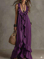 Ruffled Sleeveless Maxi Dress