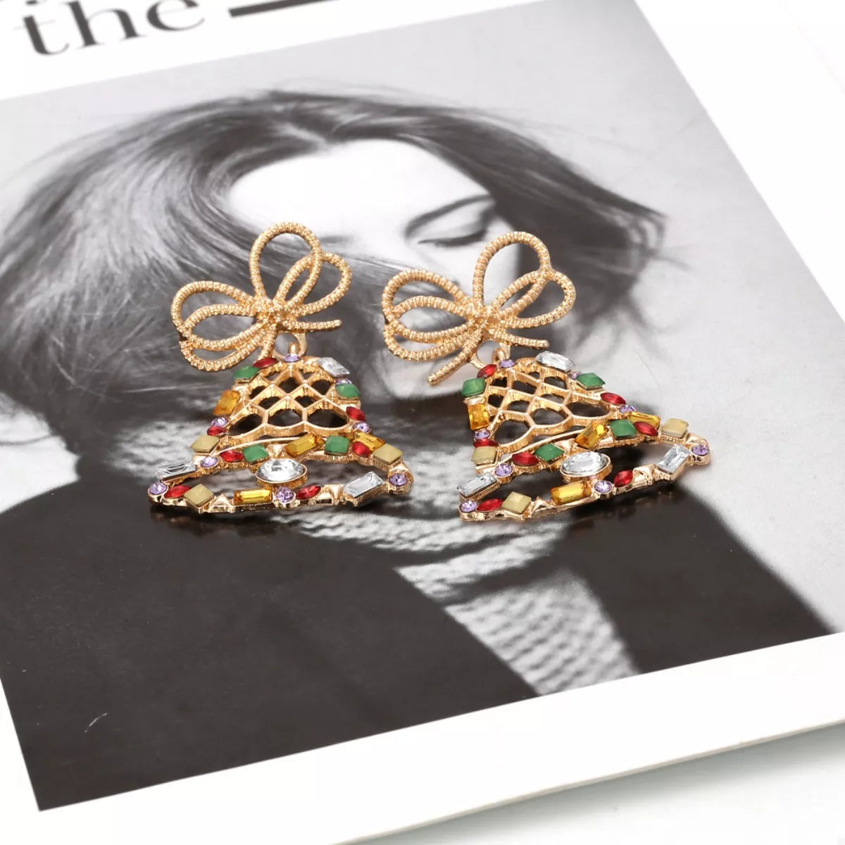 18K Gold-Plated Christmas Bell Dangle Earrings