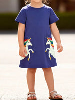 Children's Unicorn Round Neck Casual Dress