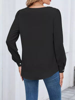 Ruffled V-Neck Long Sleeve Blouse