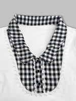 Gingham Collar Slim Fit Blouse