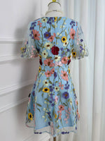 Plus Size Embroidered Floral V-Neck Mini Dress
