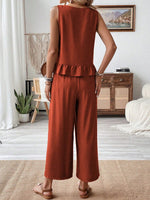 Sleeveless Ruffle Hem Tank and Wide Leg Two-Piece Set