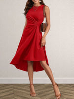 Ruched Round Neck Sleeveless Dress - Ladyez