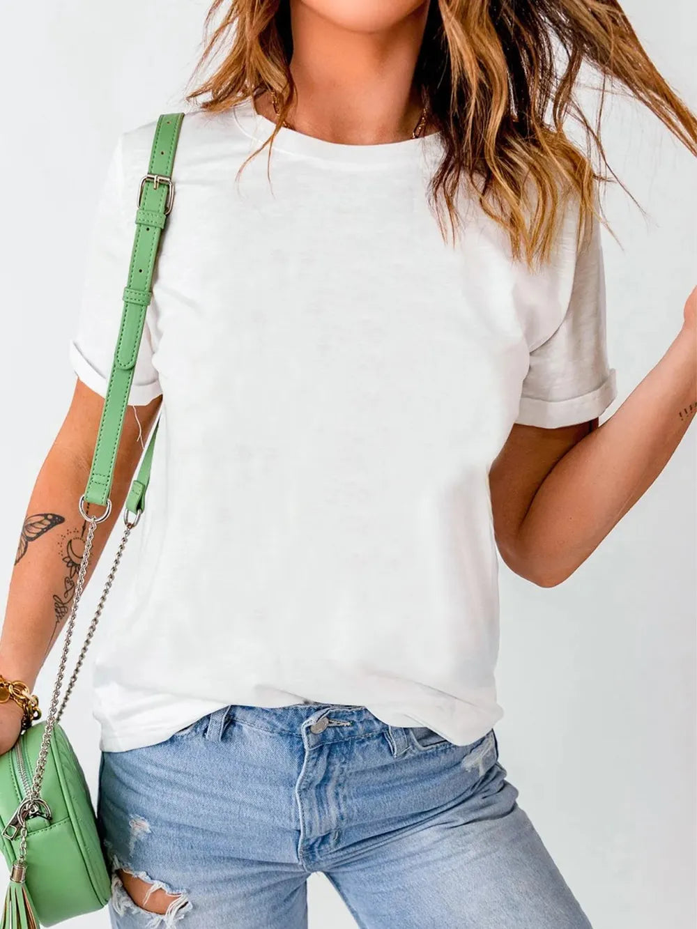 Perfee Round Neck Short Sleeve T-Shirt
