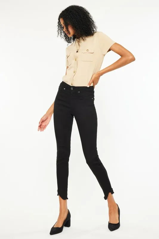 Kancan High Rise Frayed Hem Skinny Jeans - Ladyez