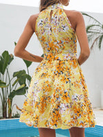 Floral Print Halter Neck Mini Dress