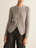 Ribbed Knit Button-Down Cardigan