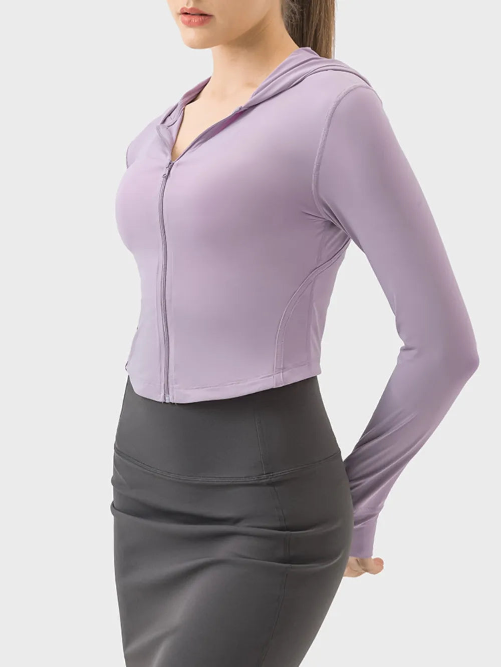 Millennia Zip Up Hooded Long Sleeve Active Outerwear - Ladyez