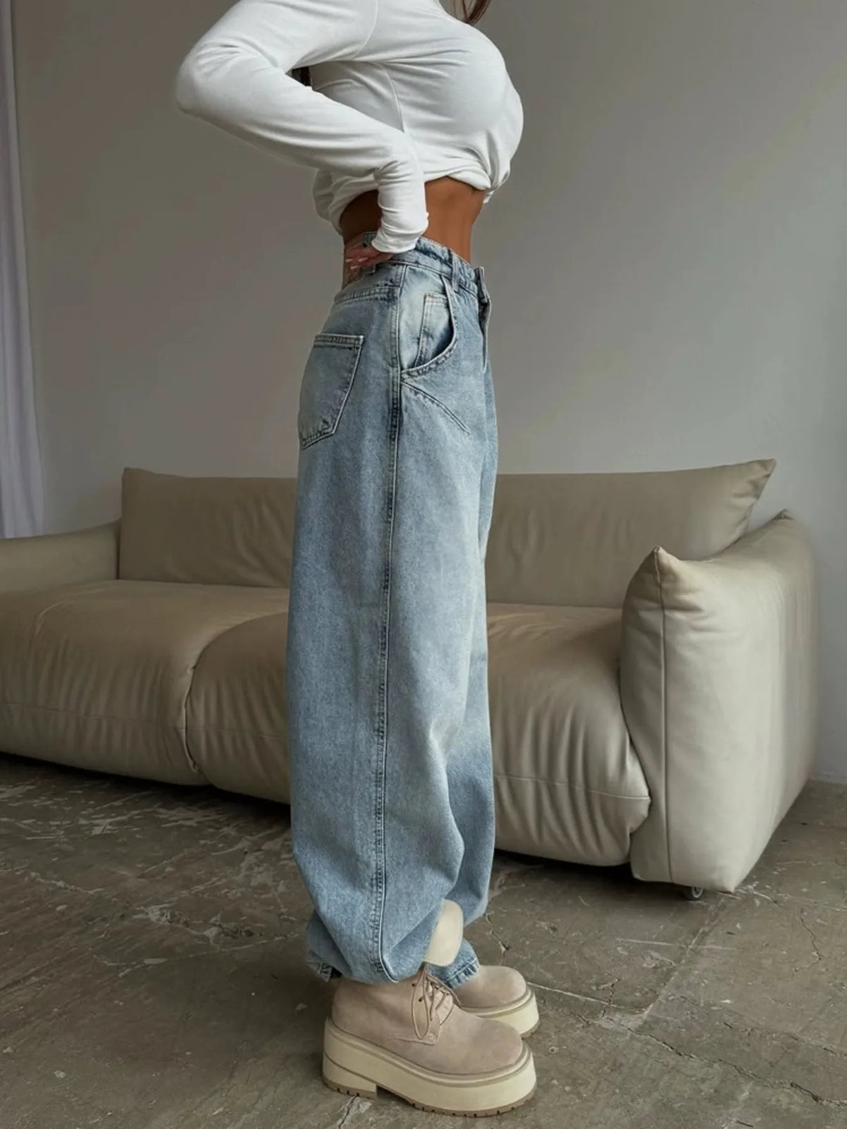 Wide Leg Jeans - Ladyez