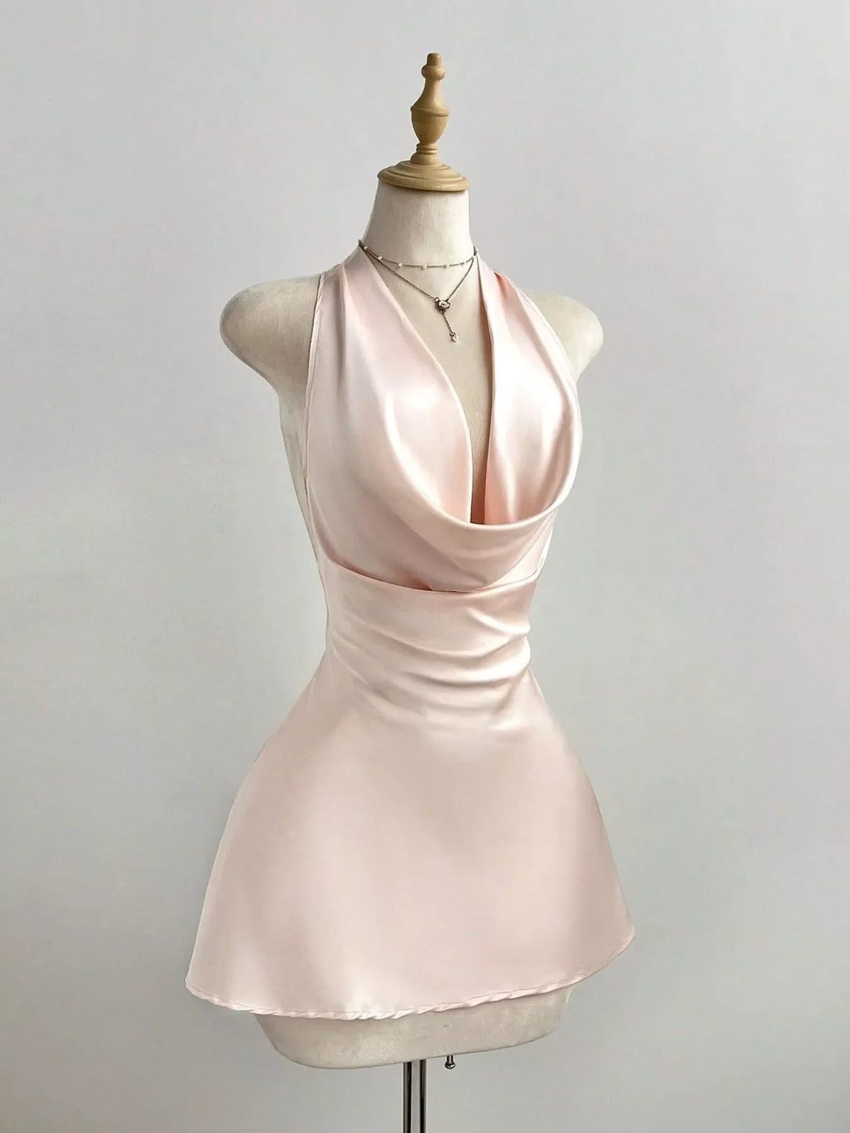 Satin Backless Halter Neck Dress