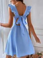 Ruffled Tie Back Mini Dress