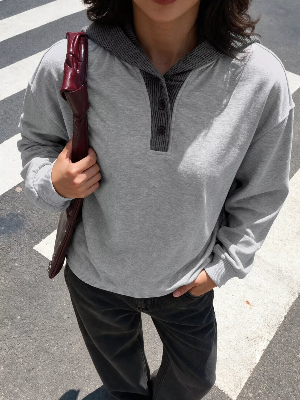 Dropped Shoulder Long Sleeve Hoodie