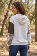 Multicolour Camo Print Drawstring Long Sleeve Western Style Hoodie
