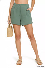 Zenana Woven Airflow Back Elastic Waist Shorts