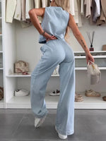 Tie Front Vest and Jeans Denim Set