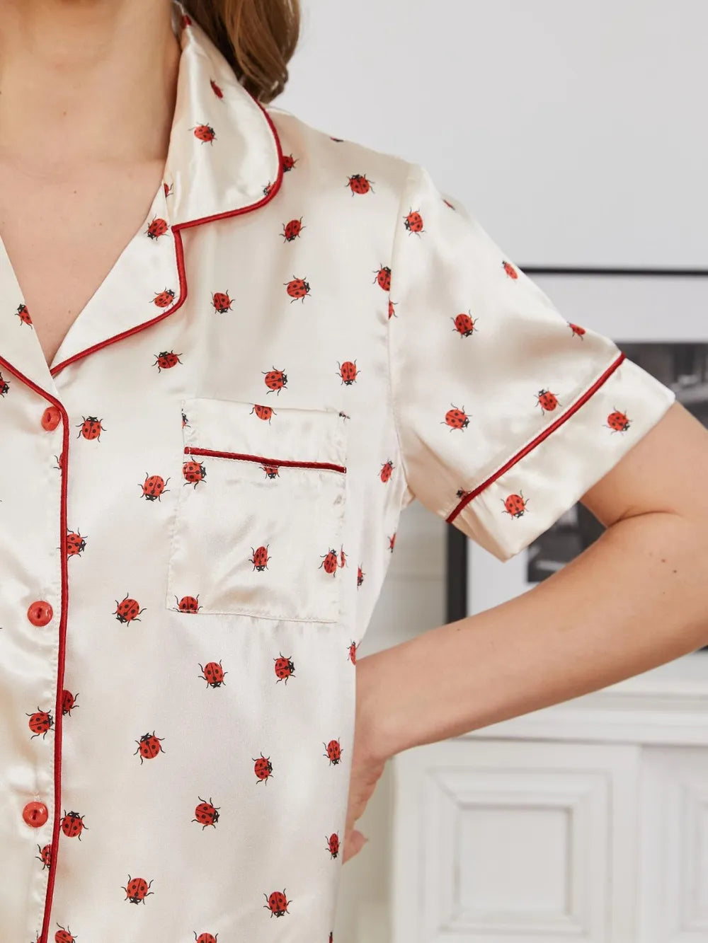 Contrast Piping Pocketed Top and Pants Lounge Set - Ladyez