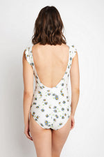 Marina West Swim Float On Ruffle Faux Wrap One-Piece in Daisy Cream - Ladyez