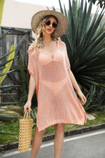 Openwork Side Slit Cover-Up Dress - Ladyez