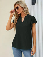 Eyelet Notched Short Sleeve T-Shirt
