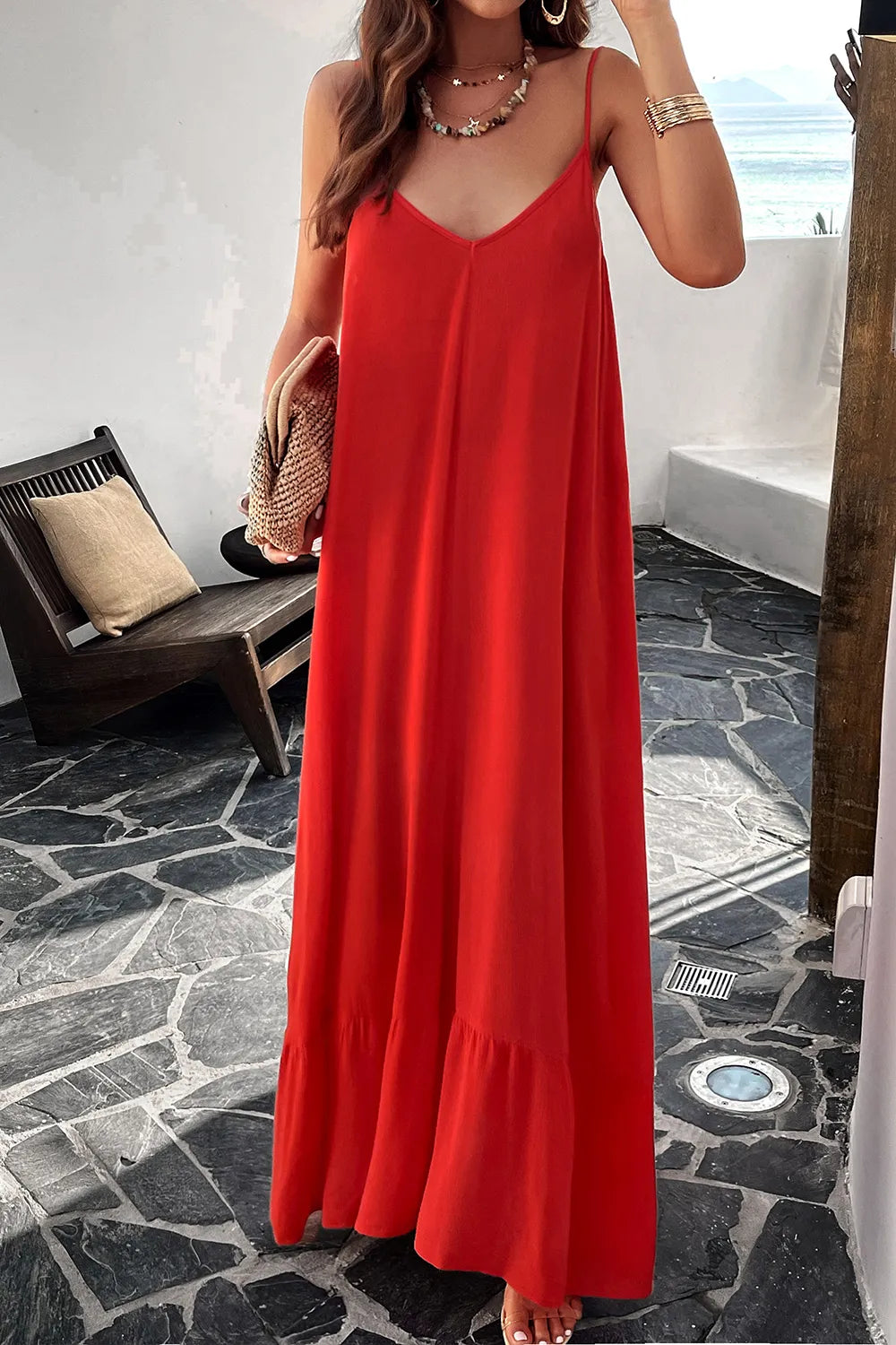 Devine Backless Maxi Cami Dress with Pockets - Ladyez