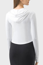Millennia Pocketed Zip Up Hooded Long Sleeve Active Outerwear - Ladyez
